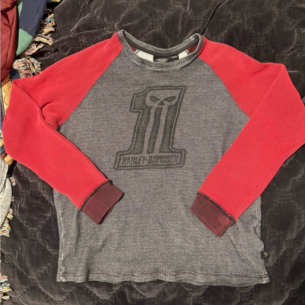 Harley-Davidson Long Sleeve Tee - Red and Gray